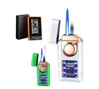 Smart voice-activated dual flame lighter, switchable flame, adjustable and refillable, visible air chamber, gift for men and women(D)