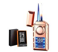Smart voice-activated dual flame lighter, switchable flame, adjustable and refillable, visible air chamber, gift for men and women(B)