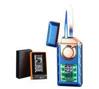 Smart voice-activated dual flame lighter, switchable flame, adjustable and refillable, visible air chamber, gift for men and women(C)