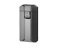 Smart voice-activated kerosene dual-flame lighter, windproof jet flame, multiple ignition methods, visible transparent oil window, metal flip-top lighters, men's gift(Gray)