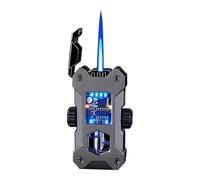 Smart Voice-Activated Lighter, Windproof Blue Flame, 4 Ignition Methods, Adjustable Flame, Refillable with Visible Air Chamber, Perfect for Barbecue and Outdoor Use