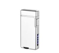 Smart Voice Control Sensor Lighter, Stylish and Cool Dual Flame, 4 Ignition Methods, with Visible Gas Chamber, Refillable Butane Gas Windproof Lighter(C)