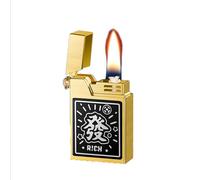 Smart Voice Control Soft Flame Lighter, 4 Modes Gravity Sensing Metal Lighters, Soft Flame, Comes with Strap, Great Gift for Men (Gold)(Gold2)