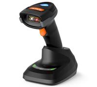 Smart Voice Wireless Barcode Scanner, 1D/2D QR CMOS, 2.4G & Bluetooth 5.0 | Charging Dock, 2600mAh, 80,000 Data Storage, Auto-Sense Handheld Bar Code Scanner for Retail Warehouse POS
