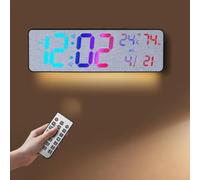 Smart Wall Clock With RGB Display And Light Sensor, Offering Wireless Time Synchronization And For Perpetual Calendar, Includes Countdown And Count Up Timers(D)