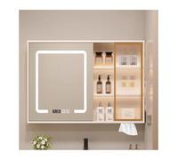 Smart Wall-Mounted Anti-Fog Bathroom Mirror Cabinet Large Lighted Medicine Cabinet with Defogger Cream Finish 90cm/35.4in - Perfect for Laundry and Bathroom Use