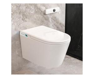 Smart Wall-Mounted Toilet, Auto Flush, Heated Seat, Bidet Dryer & Auto Lid | SmartSylva Smart Wall-Mounted Bidet Toilet, Auto Flush/Open Lid, Heated Seat, Warm Water Wash, Air Dryer & Wall Support