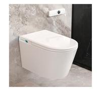 Smart Wall-Mounted Toilet Combination, Automatic Flush, Auto Open/Close Lid, Heated Seat, Warm Water/Dryer, Modern Oblong Bidet Toilet with Wall Support