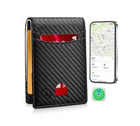 Smart Wallet for Men with Tracker for Apple Find My App Upgrade Replacement for AirTag Wallet Bifold Card Holder Wallet with Gift Box Rechargeable Battery(Not For Android), Carbon Black, 1