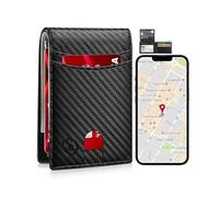 Smart Wallet For Men Work For Apple Find My (Android Only) App, Slim Mens Wallet Tracker Bifold Credit Card Holder With 2 Id Window With Gift Box Rechargeable Battery. (Carbon &Black)