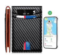 Smart Wallet For Men Work For Apple Find My (Ios Only) APP, Slim Mens Wallet Tracker Bifold Credit Card Holder With Rechargeable Battery Gift Box. (Not For Android), Minimalist