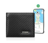 Smart Wallet with Tracker - Leather Mens Wallet Anti Lost Slim Wallet Locator - Works with Findmy App(IOS) - Minimalist Credit Card Holder with Gift Box(Carbon Black), Carbon Black, Minimalist