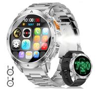 Smart Watch for Men 730mAh with Bluetooth Call, 1.62" AMOLED LED Flashlight Smartwatch, 110+ Sports Mode Fitness Tracker, SpO2/Blood Pressure/Heart Rate/Sleep Monitor for Android iOS Silver