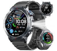 Smart Watch for Men Answer/Make Calls, 1.43" AMOLED Military Smart Watch with GPS/Torch/Compass/Altitude/Heart Rate/Health Monitor/Blood Oxygen, 5ATM Waterproof, 160+ Sports Smartwatch for iOS Android