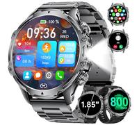Smart Watch for Men with 800mAh/LED Flashlight, 1.85'' Smartwatch with Bluetooth Call/30+ Days Standby/Health Monitor, IP68 Waterproof Sport Tactical Military Fitness Tracker Watch for Android iOS