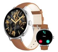 Smart Watch for Men Womem Answer/Make Call,1.27"HD Dynamic Dial Fitness Watch with Heart Rate/Sleep/SpO2, Leahter Ladies Smartwatch for iPhone/Samsung/Android,IP68 Waterproof,110+ Sport Mode-Black