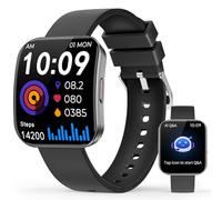 Smart Watch for Men Women, Bluetooth Calls, AI Dial, AI Q&A,1.85"HD AMOLED Curved Display Fitness Watch with Heart Rate/Sleep/SpO2/Stress Monitor, 110+ Sports Depth Waterproof Smartwatch, Matte Black