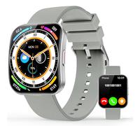 Smart Watch for Men Women, Bluetooth Calls, AI Dial, AI Q&A,1.85"HD AMOLED Curved Display Fitness Watch with Heart Rate/Sleep/SpO2/Stress Monitor, 110+ Sports Depth Waterproof Smartwatch, Light Gray