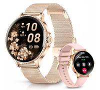 Smart Watch for Women, 1.27'' Ladies Smartwatch with Bluetooth Call Heart Rate SpO2 Sleep Monitor, 110+ Sports Modes, Step Counter, IP68 Waterproof Fitness Tracker for Android iOS, 2 Bands, Rose Gold