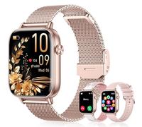 Smart Watch for Women Men (Answer/Make Calls) 1.83" HD Smartwatch Compatible Android iOS Phones with Fitness Running/Step Counter/Heart Rate/Sleep, 120+ Sports Modes IP68 Waterproof, Rose Gold/3 Bands
