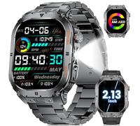 Smart Watch Men 2.13" AMOLED Square Touchscreen for Android iOS Men's Smartwatch Bluetooth Phone Call,Flashlight,450 mAh Battery,100+ Sport Modes,Heart Rate/SpO2/Blood Pressure/Sleep Tracker,Black