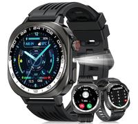 Smart Watch Men Women Military, 2025 AMOLED 3D 1.43" with Bluetooth 5.4 Calls, 60 Days Autonomy Smart Watch with LED Flashlight, IP68 Waterproof/24/7 Monitor/130+ Sports for Android iOS
