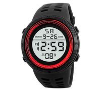 Smart Watch Rechargeable Watch Digital Outdoor Watch Electronic LED Luxury Date Mens Men Sport Sport Watch Watches Jewelry (Red, One Size)