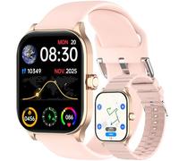 Smart Watch with Built-in GPS and Offline Maps, 1.96" HD Display, Answer/Make Calls, 100+ Sport Modes, Heart Rate/Sleep/SpO2 Monitor, Fitness Activity Tracker for Android and iPhone, 2 Bands, Pink