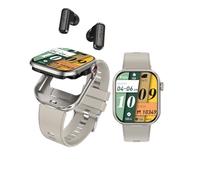 Smart Watch with Earbuds for Men Women, Bluetooth Calling can Answer and Make Calls, 2.02'' Sports Fitness Tracker with Heart Rate/Sleep/Blood Presure Monitor, for Android iOS Phone (Silver)