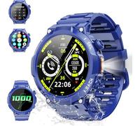 Smart Watches for Men (Answer/Make Call), 1.53" HD Military Smartwatch, 50+ Days Extra-Long Battery Life Fitness Watch , Flashlight/110+Sports/Heart Rate/Sleep Monitor/IP68 Waterproof Android iOS