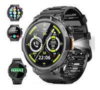 Smart Watches for Men (Answer/Make Call), 1.53" HD Military Smartwatch, 50+ Days Extra-Long Battery Life Fitness Watch , Flashlight/110+Sports/Heart Rate/Sleep Monitor/IP68 Waterproof Android iOS