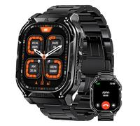 Smart Watches for Men GPS, Pressure,Altitude,Compass, 480mAh Extra-Large Battery, 50M Waterproof, Full Metal Body Rugged Smartwatch, Answer/Make Call,1.43" AMOLED Display (Inches, 1.96, Deep Black)