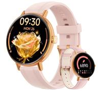 Smart Watches for Women Answer Make Call,1.27" HD Dynamic Dial Fitness Watch with Heart Rate Slee SpO2，Leahter Ladies Smartwatch for iPhone,Samsung,Android,IP68 Waterproof,110+ Sport Mode-Pink Rose