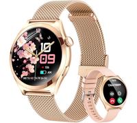 Smart Watches for Women, Answer/Make Calls, 1.27" HD Ladies Smart Watch with Heart Rate/Sleep Monitor, IP68 Waterproof Fitness Tracker Watch Compatible with Android & iOS Phones, 2 Bands, Rose gold