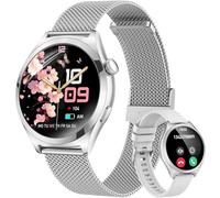 Smart Watches for Women, Answer/Make Calls, 1.27" HD Ladies Smart Watch with Heart Rate/Sleep Monitor, IP68 Waterproof Fitness Tracker Watch Compatible with Android & iOS Phones, 2 Bands, Silver