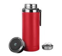 Smart Water Bottle with Digital Temperature Display, Tea Infuser Double Walled Vacuum Insulated Stainless Steel Flask Thermal,Leak Proof Travel Tumblers Keep Hot (Red with Display, 600ML)