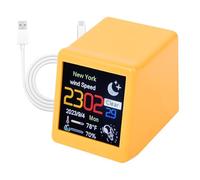 Smart Weather Clock - 5v Dc Desktop Alarm, Portable Digital Humidity and Time Monitor, Rechargeable Modern Display | Decorative Multifunction Clock for Office Study Dorm Wall Desk Use