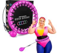 Smart Weighted Hula Hoop, Adjustable Fitness Exercise Weighted Hula Ring Hoops, Weighted Hula Circle Fitness Ring with 360 Degree Auto-Spinning Ball - 24 Detachable Knots/Link