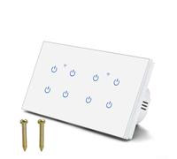 Smart WiFi 2 Way Touch Wall Light Switch With Tempered Glass Panel, Voice Control Compatible For Alexa For Google Home, Remote App Control Via For Tuya (8 Gang 2Way)