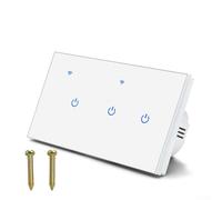 Smart WiFi 2 Way Touch Wall Light Switch With Tempered Glass Panel, Voice Control Compatible For Alexa For Google Home, Remote App Control Via For Tuya (3 Gang 2Way)