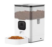 Smart WiFi Automatic Dog & Cat Feeder 4L with HD Camera & Night Vision - App Controlled Timed Dry Food Dispenser, AI Motion Detection, Two-Way Audio, Stainless Steel Tray, Dual Power - White (White)