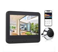 Smart WiFi Door Peephole Camera, For Tuya App 1080P Doorbell Camera, Wireless Security System With App Real-time Notifications, 5000Ah Battery