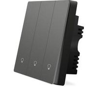 Smart Wifi Light Switch, UseeLink Push Button Smart Switch 1 Gang Compatible with Alexa and Google Home, Remote Control Timer, Neutral Wire Required,Only Support 2.4GHz WiFi (WIFI-3 gang, grey)