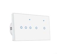 Smart WiFi Light Switch with Premium Tempered Glass Panel, Voice and App Remote Control, Simple Wiring Installation, for ideal for Living Room and Bedroom, 100-240V AC, White(wifi5)