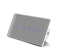 Smart WiFi Light Touch Switch For Tuya App, Tempered Glass Wall Plate, For Alexa For Google Home Voice Commands, Neutral Live Wire Control, 2.4GHz Connectivity(5 Gang)