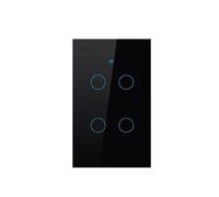 Smart WiFi RF433 Touch Light Switch Tuya Smart Life App Remote Single & Zero Fire Wire Support Voice Timer Schedule Control Black White Glass Wall Switch Works with Alexa and Google Home，2-way black