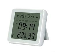 Smart WiFi Temperature and Humidity Sensor with LCD Display, Remote Monitoring via App, Voice Control Compatible with for alexa and Google Assistant, Wireless Climate Monitor for Home Office