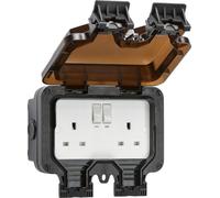Smart WiFi Waterproof Outdoor Double Socket - Certified Works with Alexa + Certified Works with Google Assistant, Black