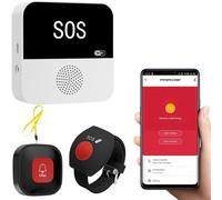 Smart WiFi Wireless SOS Caregiver Pager Call Button System Emergency Alert System Button For Seniors Patient Disabled Elderly Host And 2sos watch
