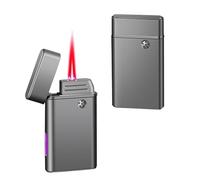 Smart windproof lighter, four ignition methods, including voice control, jet flame, flip design, adjustable flame, men's gift(Black)